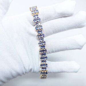 Tanzanite Oval Shaped Tennis Bracelet 18k Over Sterling Silver